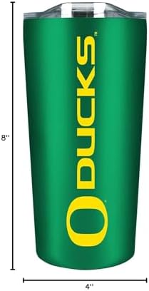 Campus Colors College Stainless Steel, Double Walled, Vacuum Insulated, Reusable Collegiate Tumbler with Slider-Top Lid for Travel, Sports, and Coffee, 18 oz (Oregon Ducks - Green)