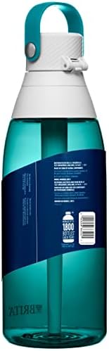 Brita Hard-Sided Plastic Premium Filtering Water Bottle, BPA-Free, Reusable, Replaces 300 Plastic Water Bottles, Filter Lasts 2 Months or 40 Gallons, Includes 1 Filter, Sea Glass - 36 oz.