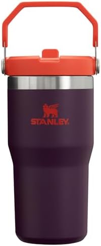 Stanley IceFlow Flip Straw Tumbler with Handle 20 oz | Twist On Lid and Flip Up Straw | Leak Resistant Water Bottle | Insulated Stainless Steel |BPA-Free | Plum