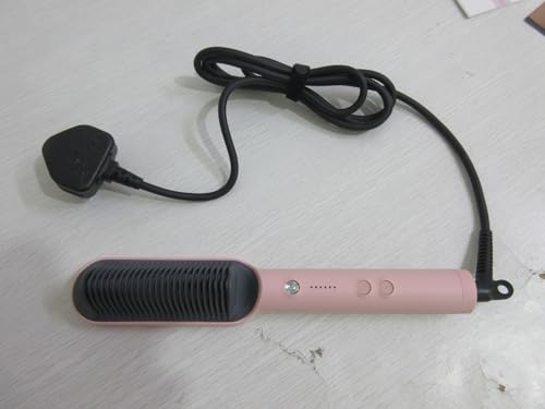 Hair Straightener Brush, TYMO Ring Hair Straightener Comb Straightening Brush for Women with 5 Temps 20s Fast Heating & Dual Voltage, Pink