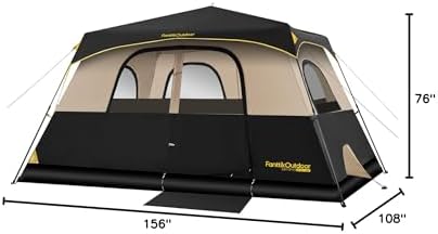 FanttikOutdoor Camping Tent 4/6/8/10 Person Instant Cabin Tent Setup in 60 Seconds with Rainfly & Windproof Portable with Carry Bag for Family Camping & Hiking