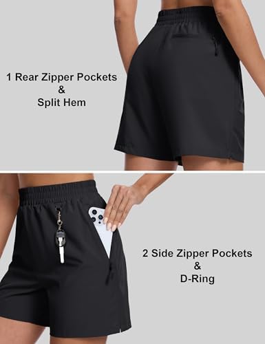 MAGCOMSEN Women's 5" Hiking Cargo Shorts UPF 50+ Quick Dry Lightweight Golf Athletic Casual Summer Shorts with Pockets