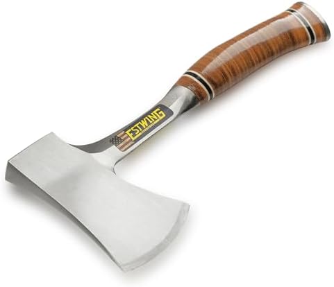 Estwing Sportsman's Axe - 14" Camping Hatchet with Forged Steel Construction & Genuine Leather Grip - E24A