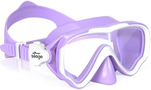 Seago Kids Swim Goggles Snorkel Diving Mask for Youth(5-15), Anti-Fog 180° Clear View