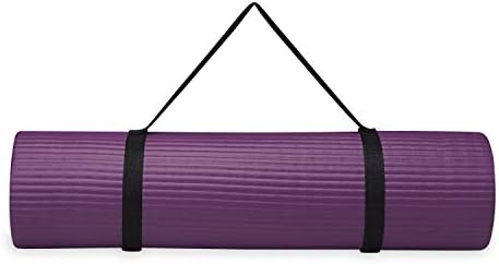 Gaiam Essentials Thick Yoga Mat Fitness & Exercise Mat with Easy-Cinch Yoga Mat Carrier Strap, 72"L x 24"W x 2/5 Inch Thick