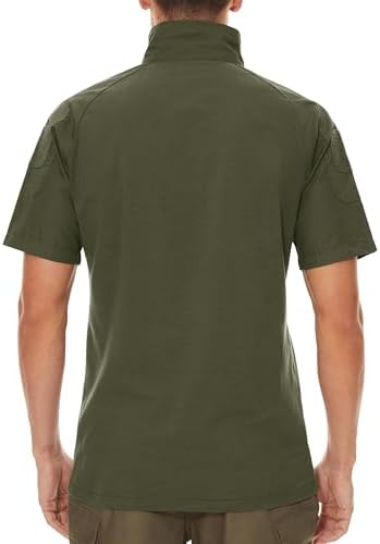 MAGCOMSEN Men's Tactical Military Shirts 1/4 Zip Short Sleeve Slim Fit Camo Shirt
