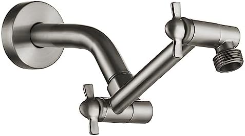 Brushed Nickel Shower Extender Arm, Height & Angle Adjustable with Unique Locking Gear, 5 Inch Anti-Leak Arm