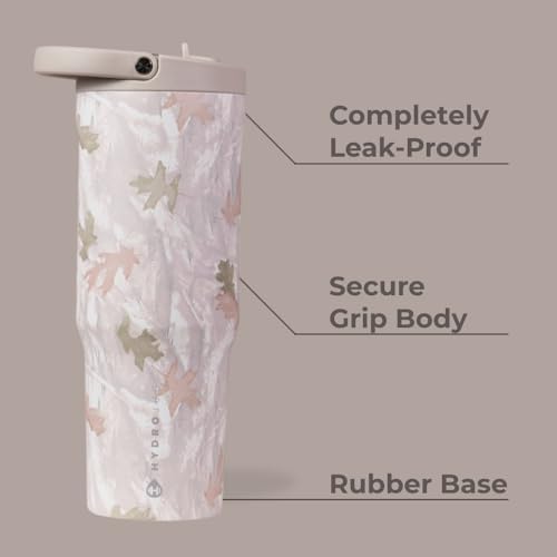 HydroJug Sport - Stainless Steel Tumbler with Straw, Vacuum Insulated, 40oz Leakproof Water Bottle, Ergonomic Design, Reusable, Dishwasher Safe, Rubber Base, Durable for Gym or Outdoors, Camo