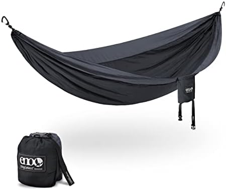 ENO SingleNest Hammock - Lightweight, 1 Person Portable Hammock - for Camping, Hiking, Backpacking, Travel, a Festival, or The Beach - Black/Charcoal