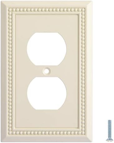 Henne Bery Sunken Pearls Heavy Duty Decorative Wall Plate Switch Plate Outlet Cover, Durable Solid Zinc Alloy (Single Duplex 3PK, Light Almond)