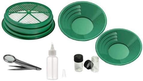 SE Gold Panning Kit - Complete Prospecting Set with Pans, Sieves, and More - Ideal for Beginners, Enthusiasts, Hobbists (GP5-KIT107)