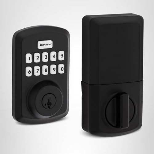 Kwikset Powerbolt 250 10-Button Keypad Matte Black Transitional Electronic Deadbolt Door Lock, Featuring Convenient Keyless Entry, Customizable User Codes and Auto-Locking