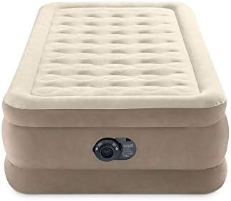 Intex Dura-Beam Deluxe Ultra Plush Air Mattress : Fiber-Tech – Built-in Electric Pump – 18in Bed Height – 300lb Weight Capacity – Twin Size