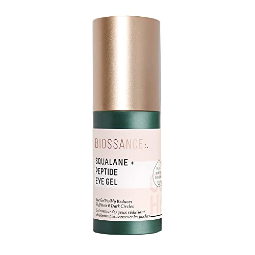 Biossance Squalane + Peptide Eye Gel - Ultra-Hydrating Under Eye Cream - Reduces Puffiness & Dark Circles - Eye Wrinkles Repair Moisturizer- Anti Aging & Hydrating, Day & Night Cream - 0.5oz