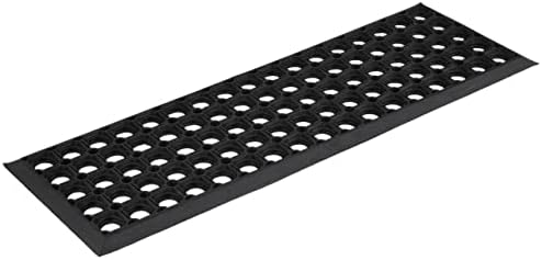 Ottomanson Indoor/Outdoor Hose-Wash Holes Design Non-Slip Rubber 10" x 30" Modern Stair Treads for Stairs, Garage, Patio, 5 Pack, Black Holes