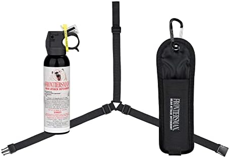SABRE Frontiersman 7.9 fl oz. Bear Spray, Maximum Strength 2.0% Major Capsaicinoids, Powerful 30 ft. Range Bear Deterrent, Outdoor Camping & Hiking Protection, Quick Draw Holster & Multipack Options