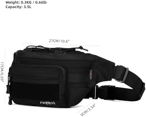 Tactical Fanny Pack Military Army Molle Edc Hip Waist Bag for Men Women 3.5L (Black)