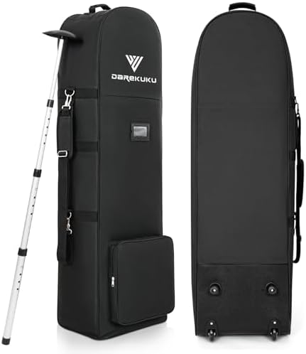 Golf Travel Bags for Airlines with Adjustable Support Rod and Detachable Shoulder Straps, Soft Foldable Golf Club Travel Covers, 900D Heavy Duty Oxford -Universal Size