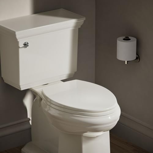 Kohler K-20110-96 Brevia Elongated Toilet Seat with Grip-Tight Bumpers, Quiet-Close Seat, Quick-Attach Hardware, Biscuit