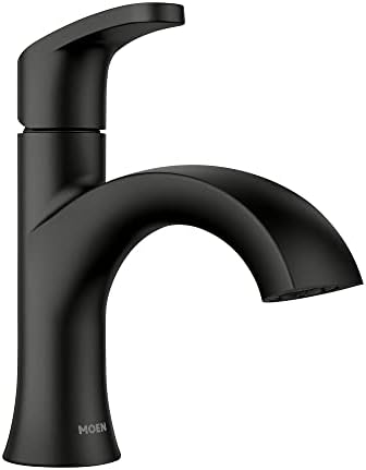 Moen Karis Black Matte One-Handle Single Hole Bathroom Sink Faucet with Optional Deckplate, 84346BL