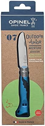 Opinel Outdoor Junior No. 07 Stainless Steel Folding Knife with Safety Rounded Tip, Integrated Whistle, Made in France