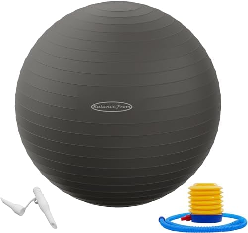 Anti-Burst and Slip Resistant Exercise Ball - Yoga, Fitness, Birthing Ball With Quick Pump, 2,000-Pound Capacity, Multiple Colors and Sizes