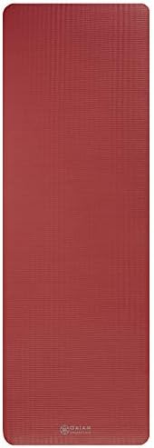 Gaiam Essentials Thick Yoga Mat Fitness & Exercise Mat with Easy-Cinch Yoga Mat Carrier Strap, 72"L x 24"W x 2/5 Inch Thick