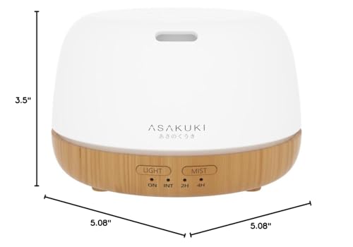 ASAKUKI Essential Oil Diffuser, 300ml Ultrasonic Aromatherapy Oil Humidifier with 7 Colors Lights 2 Mist Mode for Home
