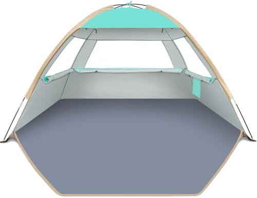 Gorich Beach Tent Sun Shelter for 3/4-5/6-7/8-10 Person with UPF 50+ UV Protection, Lightweight & Easy Setup Beach Shade Canopy, Portable Beach Shade Tent Beach Cabana