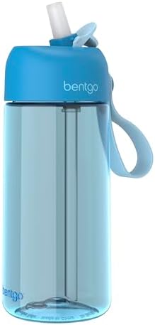Bentgo Kids Water Bottle - Leak-Proof, Durable Tritan, BPA-Free 15 oz. Cup for Kids/Toddlers Ages 3+ - Safe Sip Spout, Carrying Handle, & Dishwasher Safe for School, Sports, Daycare & Camp (Blue)