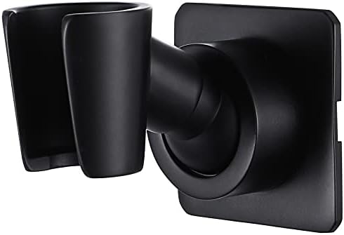 Shower Head Holder All Meta Handheld Shower Wand Bracket Adhesive Shower Wall Mount Holder Brass Shower Spray Holder Black, Drill Free Glue Installation