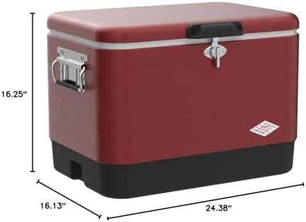Coleman Vintage 54qt Steel Belted Cooler, Keeps Ice Up to 4 Days, 85-Can Capacity Hard Cooler with Drain & Have-A-Seat Lid