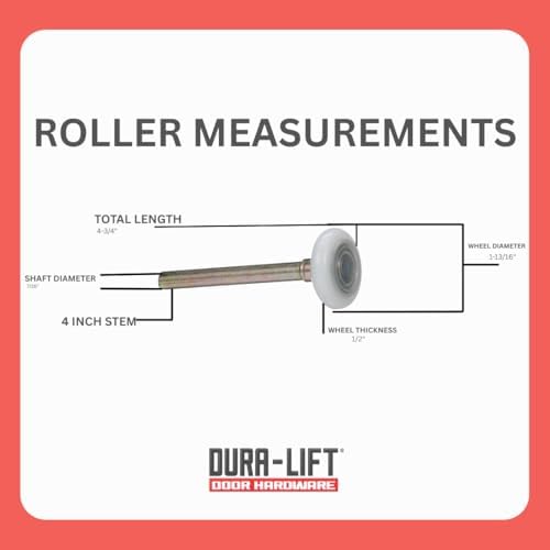 DURA-LIFT Ultra-Life MAX 2" Sealed 6200ZZ Bearing Nylon Garage Door Roller, 4" Stem, Pack of 12