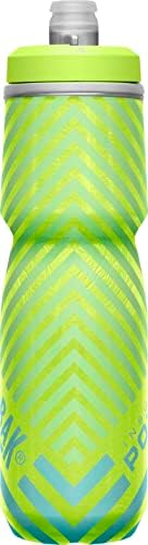 CamelBak Podium Chill Insulated Bike Water Bottle - Easy Squeeze Bottle - Fits Most Bike Cages - 24oz, Lime/Blue Stripe