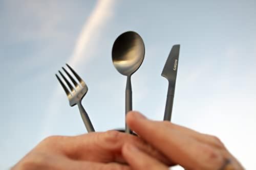 Outlery Reusable Travel Cutlery Set with Case - Portable Silverware Camping Utensils with Collapsible Fork, Knife, and Spoon for Camp and Travel