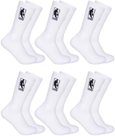 Ultra Game Men's NBA Official Athletic Cushioned Secure Fit Crew Socks-6 Pack