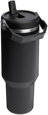 Stanley IceFlow 2.0 Flip Straw Tumbler with Handle 40 oz | Twist On Lid and Flip Up Straw | Leak Resistant Water Bottle | Insulated Stainless Steel | BPA-Free | Black 2.0