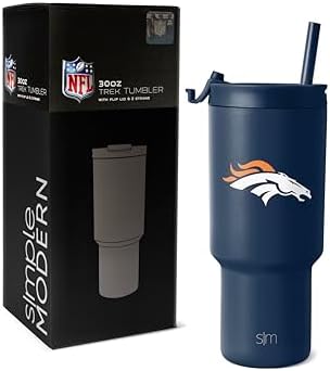 Simple Modern Officially Licensed NFL Denver Broncos 30 oz Tumbler with Flip Lid and Straws | Insulated Cup Stainless Steel | Gifts for Men Women | Trek Collection | Denver Broncos