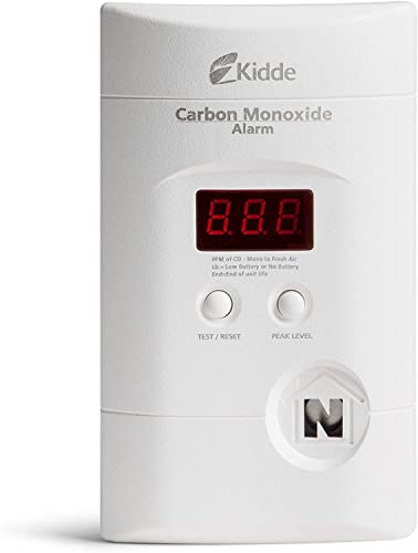 Kidde Carbon Monoxide Detector, Plug In Wall with 9-Volt Battery Backup, Digital LED Display - 6 Pack