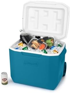 Coleman Chiller Series 60qt Wheeled Portable Cooler Insulated Hard Cooler with Ice Retention & Heavy-Duty Wheels & Handle Great for Camping Tailgating Beach Picnic Groceries Boating & More