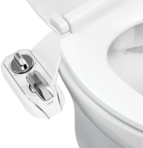 LUXE Bidet NEO 320 Plus - Patented Bidet Attachment for Toilet Seat, Innovative Hinges to Clean, Slide-in Install, Advanced 360° Self-Clean, Warm, Dual Nozzles, Feminine & Rear Wash (Chrome)