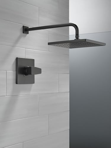 Delta Faucet Modern Raincan Square Single-Function Shower Valve Trim Kit Black, Shower Faucet Set, Rainfall Shower Head Black, Delta Shower Trim Kit, Matte Black T14268-BL-PP (Valve Not Included)
