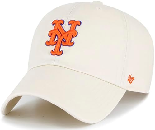 47 Brand MLB Natural Primary Logo Clean Up Adjustable Baseball Cap Hat, Adult One Size Fits All