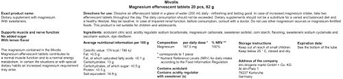 Mivolis Magnesium effervescent Tablets - Dietary Supplements 4 Packs x 20 pcs | Germany