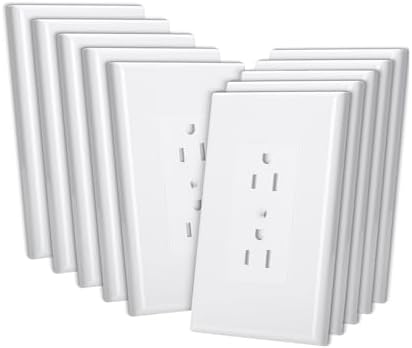 Bates Duplex Wall Outlet Covers - 10 Pack, White Wall Plates