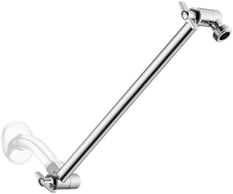 11 Inch Adjustable Shower Head Extension Arm With Locking Set Screw, Singing Rain Solid Brass Chrome Angle Height Adjustable, Easy To Install, G1/2 Universal Connector Compatible (Chrome Finish)