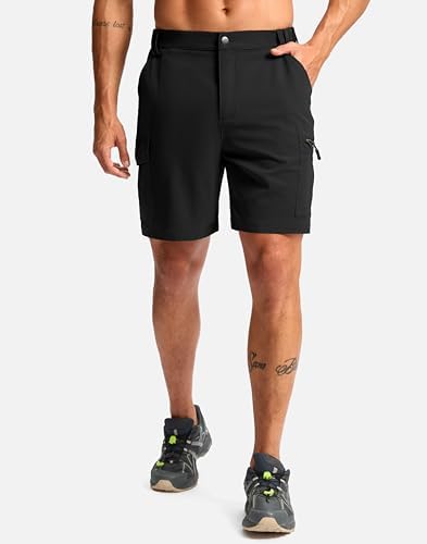 Pudolla Men's Hiking Cargo Shorts 7" Lightweight Quick Dry Casual Work Shorts for Men Summer Travel Golf with 5 Pockets