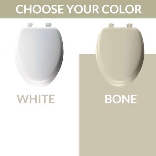 Mayfair Padded Toilet Seat, Cushioned Soft Vinyl over Wood Core Seat, Secure Hinges, Easy Clean, Elongated, White