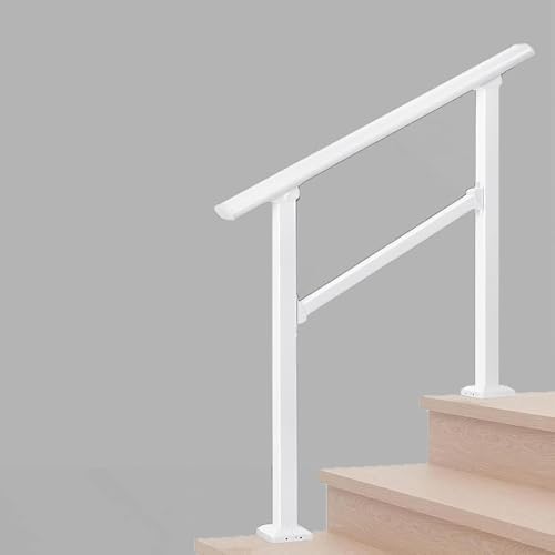 Hand Rails for Outdoor Steps,3 Step Stair Handrail & Indoor Stair Railing Kit๏ผMetty Metal Railings for Outdoor Steps and Hand Rails for Seniors for Porch Railing