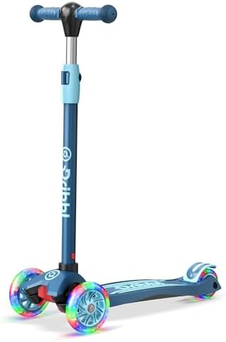 3-Wheel Kids Scooter - Lean-to-Steer Technology, Adjustable Height Handlebar, Wide Anti-Slip Deck, Scooter for Boys & Girls Ages 3+, Child Safety Approved, Support Riders Up to 165 lbs, Blue